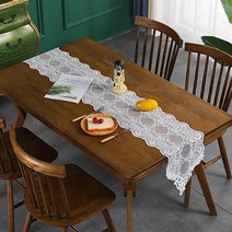 마켓에이 꽃레이스 데코 테이블러너, 화이트, 30 x 310 cm