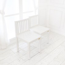 바네스데코 원목 L자 의자 2p, 화이트