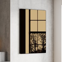 온미러 벽걸이 액자형 거울 800 x 500 mm, 브론즈경 매트블랙프레임