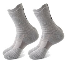 에이빅 스포츠 쿠션 양말 장목 무지 2켤레, 그레이