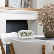 코비 무소음 LCD 모던 알람시계 AL-D14R, 화이트