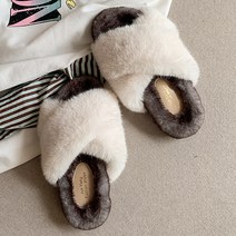 엘쏘 여성용 소프트 페이크 퍼 슬리퍼