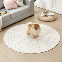 휴팡 PVC 6T 양면 애견매트 원형, 헤링본 화이트