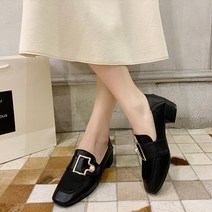 슈즈앤피플 여성용 진주 버클 미들 힐 로퍼 SPO883