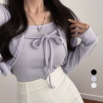 밀키버터 여성용 베이직 볼레로 나시 세트