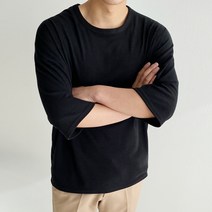 머시따 남성용 오버핏 무지 데일리 7부 티셔츠