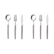 오리엔탈 삼각 커트러리 디너세트 2인, 연지회색, 수저 2p + 포크2p + 나이프 2p