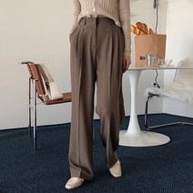 프롬미스 여성용 컴포트 투주름 와이드 슬랙스 롱