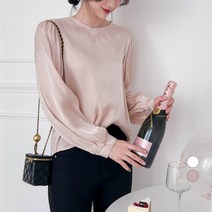 에비뉴비 여성용 새틴 퍼프 블라우스