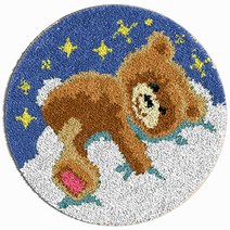 알로데 동물 라운드 카펫 러그 매트 DIY 스킬 자수 세트 중국어버전 컬러인쇄메쉬, 1세트, 02