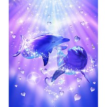 밀스턴 5D 돌고래 보석십자수 DIY 패키지 하트돌고래, 혼합색상, 1개