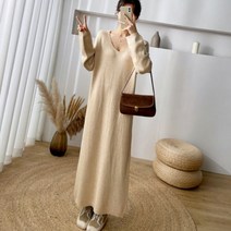 민성컴퍼니 임산부 브이넥 루즈핏 맥시 롱 원피스