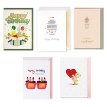 홀마크 생일축하카드 + 봉투 KED2581, 혼합 색상, 4세트
