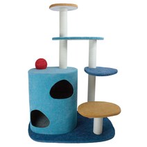 고양이 뚱이 숨바꼭질 하우스 숨숨집 캣타워 122, 블루 + 베이지, 1개