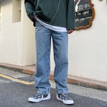머시따 남성용 히든 밴딩 워싱 세미와이드 롱기장 청바지