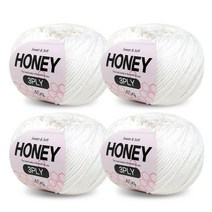 니뜨 허니 3ply 뜨개실 45g x 4p + 무료 도안 세트, 01 화이트