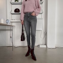 시크블랙 여성용 페이느 사선 트임 데님팬츠 PT8409K19