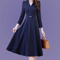 여성용 블랙101 마리나 허리벨트 플레어 원피스 CH-2214395