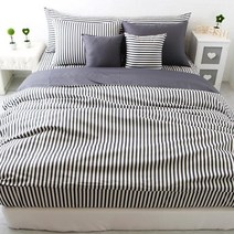 이브수 호텔 순면 이불커버, 스트라이프그레이