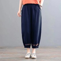 레몬소울 여성용 헨디 항아리 밴딩 자수 팬츠