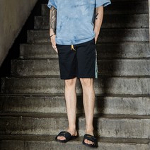 남성용 오버핏 여름 수영 사이드 포인트 밴딩 반바지