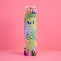 다용도 색연필 원통형 케이스 세트, 1세트, 24색