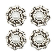 고급 큐빅 보석 단추 체인진주 23mm, 4개, 엔틱니켈