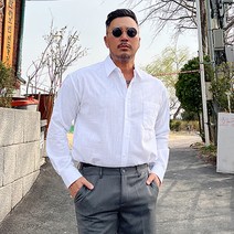 파이브라지 빅사이즈 린넨 포켓 카라 셔츠