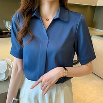 블랙스완 여성용 V넥 카라 반팔 셔츠