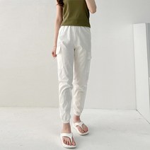 끌레느모네 여성용 린넨 스판 카고 조거 팬츠