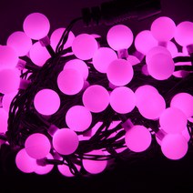 LED 앵두 메모리형 검정선 줄전구 100구, 핑크색
