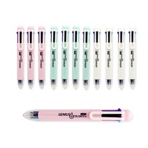 미소로 1000 지니어스 6색 볼펜 1.0mm 2188, 핑크, 민트, 화이트, 12개