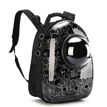 JINHO 반려동물 캐주얼 우주선 백팩, 곰돌이 블랙