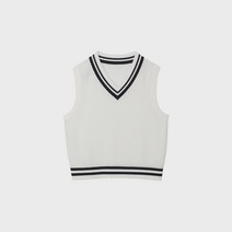 마인드브릿지 브이넥 배색 니트 베스트 MXVT3202