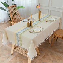 마켓에이 센터 꽃잎자수 테이블보, 컬러, 140 x 240 cm