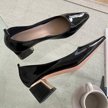 파이 스퀘어토 각코 금장굽 플레인 하이힐 4.5cm MT_69-22