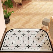 노르딕 플라워 타일 레더 카페트, 블랙