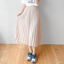 로미스토리 빅사이즈 아코디언 주름 밴딩 롱 스커트
