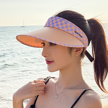 루시드랩 캐주얼 체크 와이드 썬캡