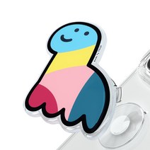 쏭스디자인 체인지 탈부착 그립 아크릴 톡 휴대폰 거치대, 꼼지락 브라키오 무지개, 1개