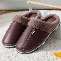 BLACKNU 남성용 물에 강한 겨울용 퍼 슬리퍼