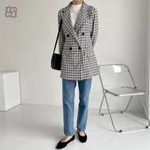 페이퍼먼츠 여성용 슬림라인 체크 자켓 00703