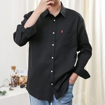 남성용 솔리드 오버핏 링클프리 긴팔 셔츠