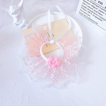 랜보어 반려동물 니트 진주 플라워 레이스 케이프 L, 핑크, 1개