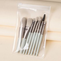 뽀대난다 메이크업 브러쉬 8종 세트 투명파우치, 민트, 1세트