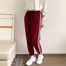 헤이진 여성용 두줄 트레이닝 조거 팬츠