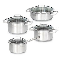 키친아트 올가 IH 인덕션 스텐냄비 4종 세트, 편수 18cm + 양수 20cm + 22cm + 전골 26cm