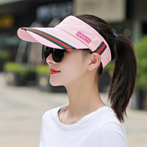 엔젤야옹 스포츠 골프 배색 면 선캡, 연핑크