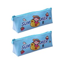 썸머 러블리 걸스걸스 일러스트 브러쉬 펜 파우치, 블루, 2개