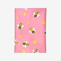 더해피 방수 코팅 패턴 원단, 꿀벌 핑크